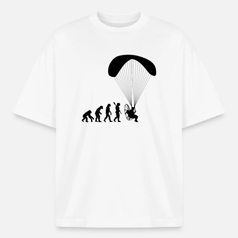 Paramotoring Human Evolution Funny - Heavyweight Boxy Unisex T-Shirt by Stanley/Stella - white