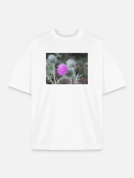 Violetten Distelblüten-Muster - Boxy Heavyweight Unisex Organic T-Shirt von Stanley/Stella - Weiß