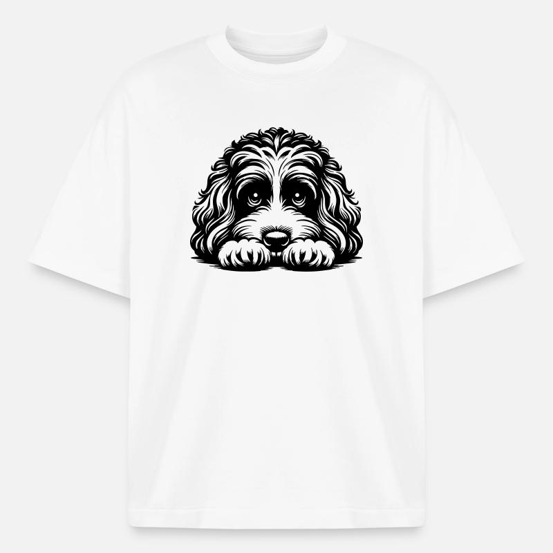 Cavapoo Head with Paws - Heavyweight Boxy Unisex T-Shirt by Stanley/Stella - white