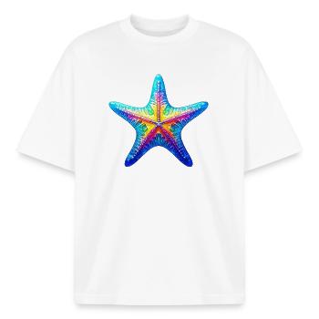Étoile de mer - T-shirt unisexe boxy épais biologique Stanley/Stella - blanc - Devant - AI Model Male 185 light (185cm) & AI Model Female 172 dark (172cm)