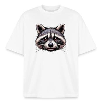 Waschbär - Boxy Heavyweight Unisex Organic T-Shirt von Stanley/Stella - Weiß - Vorne - AI Model Male 185 light (185cm) & AI Model Female 172 dark (172cm)