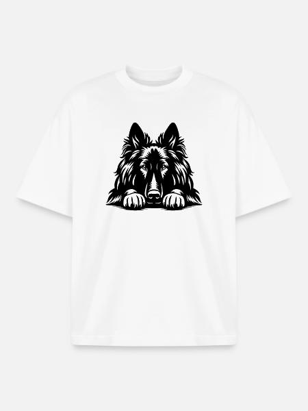 Tervueren Head with Paws - Boxy Heavyweight Unisex Organic T-Shirt by Stanley/Stella - white