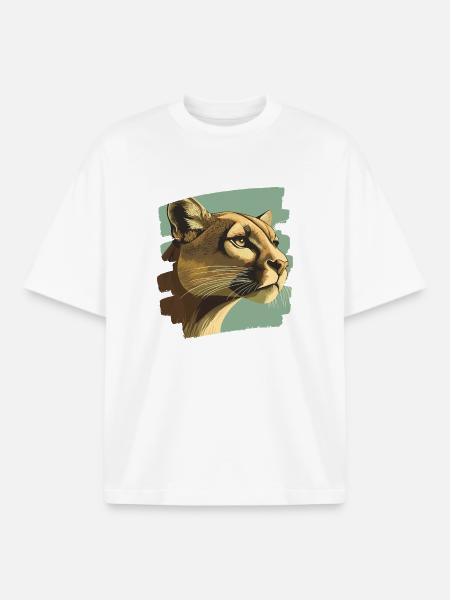 Lion from mountain Retro - Boxy Heavyweight Unisex Organic T-Shirt by Stanley/Stella - white