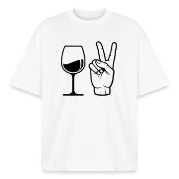 Commander du vin - T-shirt unisexe boxy épais biologique Stanley/Stella - blanc - Devant - AI Model Male 185 light (185cm) & AI Model Female 172 dark (172cm)