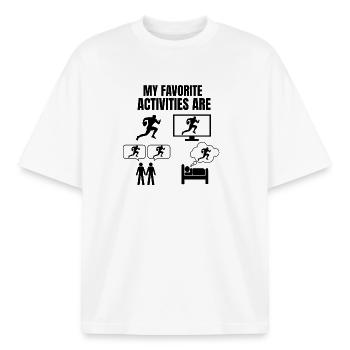 RUGBY - MEINE LIEBLINGSAKTIVITÄTEN SIND - Boxy Heavyweight Unisex Organic T-Shirt von Stanley/Stella - Weiß - Vorne - AI Model Male 185 light (185cm) & AI Model Female 172 dark (172cm)