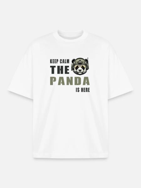 Tactical Panda – Keep Calm - Boxy Heavyweight Unisex Organic T-Shirt by Stanley/Stella - white