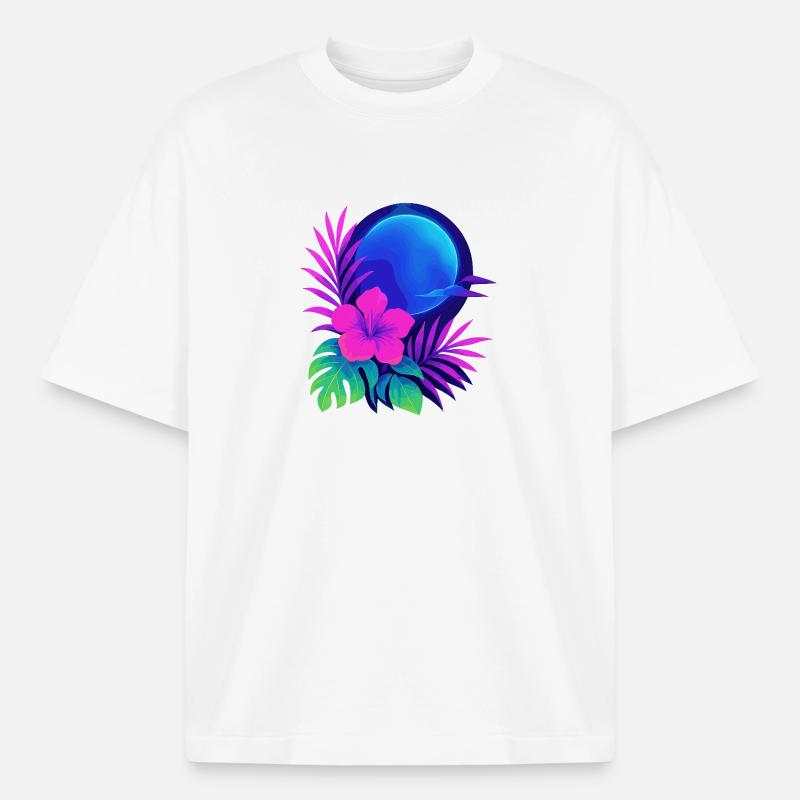 Neon Tropic Moon - Boxy Heavyweight Unisex Organic T-Shirt von Stanley/Stella - Weiß