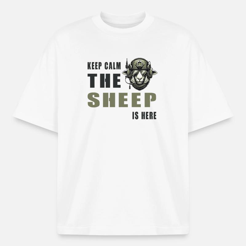 Mouton – Conception Keep Calm - T-shirt unisexe épais coupe boxy Stanley/Stella - blanc