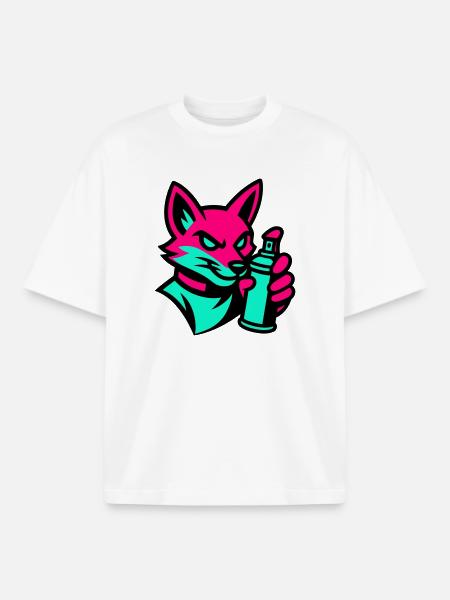 Graffiti Fox - Boxy Heavyweight Unisex Organic T-Shirt by Stanley/Stella - white