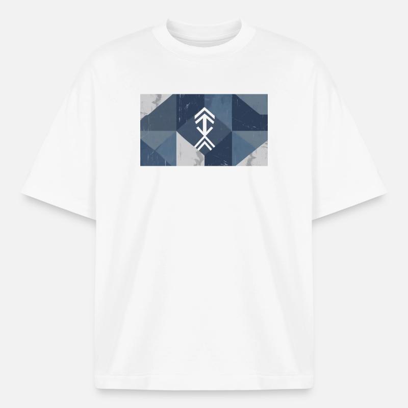 Geometric Blue Element Pattern - Boxy Heavyweight Unisex Organic T-Shirt by Stanley/Stella - white