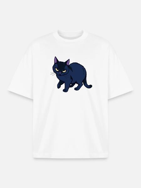 Grim Black Cat - Boxy Heavyweight Unisex Organic T-Shirt by Stanley/Stella - white