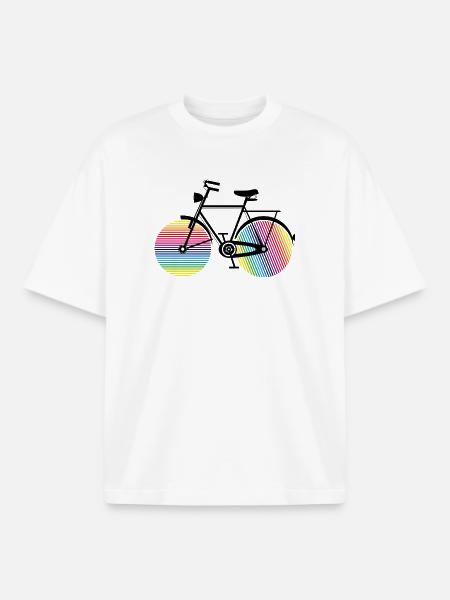 Regnbuecykel – stilfuld og farverig - Stanley/Stella unisex boxy heavyweight T-shirt økologisk - hvid