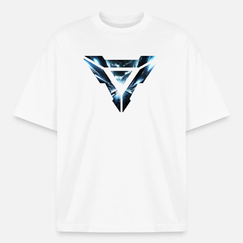 Futuristic Cyber Realm Triangular Design - Heavyweight Boxy Unisex T-Shirt by Stanley/Stella - white