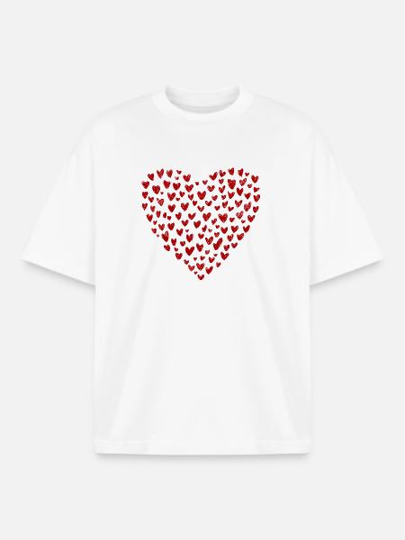 Heart Collection: Love in Red - Boxy Heavyweight Unisex Organic T-Shirt by Stanley/Stella - white