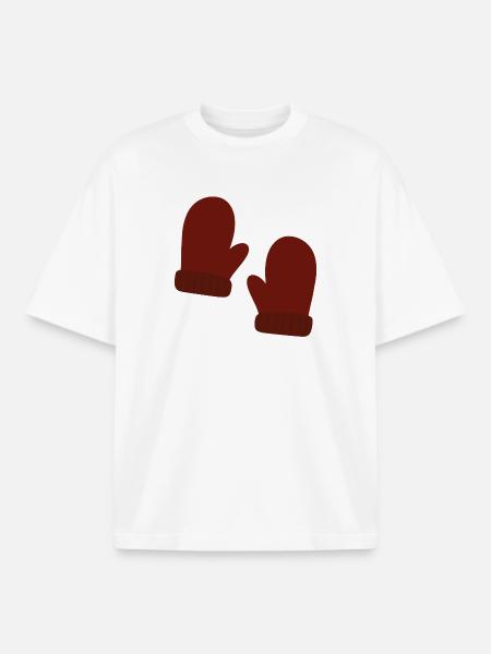 Cozy Winter Mittens Illustration - Boxy Heavyweight Unisex Organic T-Shirt by Stanley/Stella - white