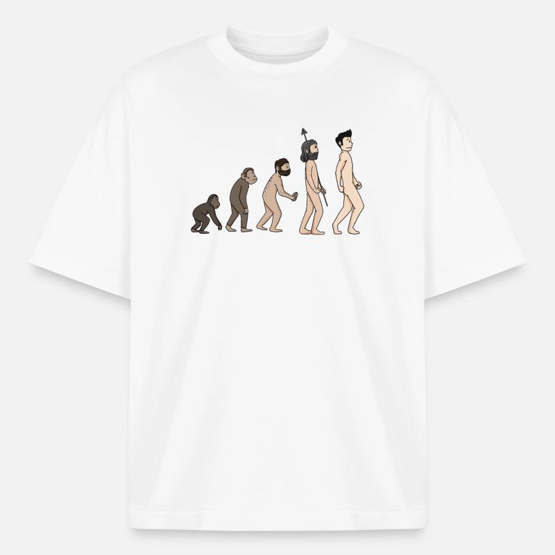 Human Development - Evolution Illustration - Heavyweight Boxy Unisex T-Shirt by Stanley/Stella - white