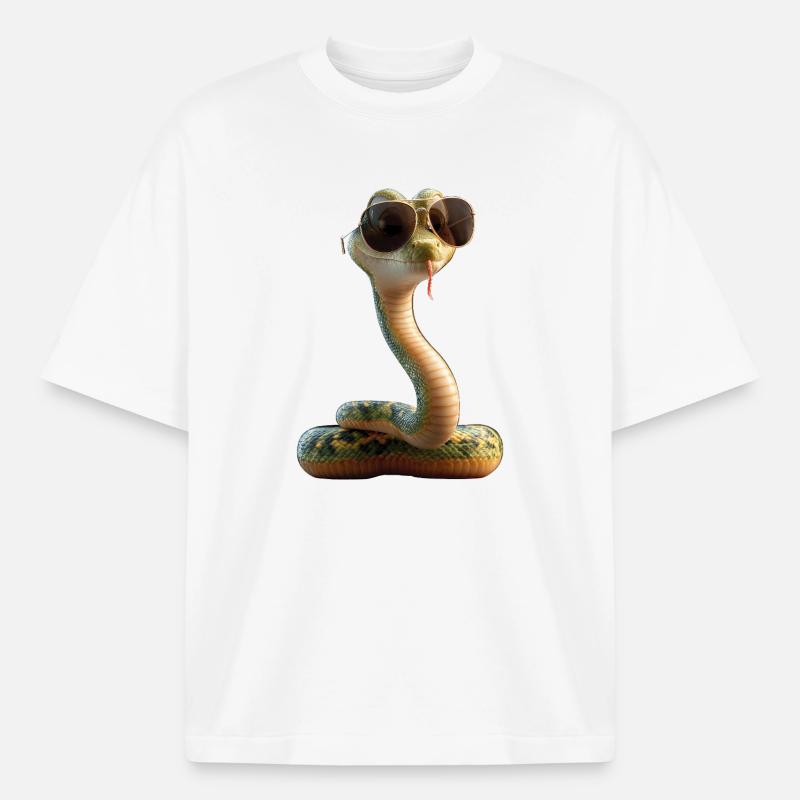 Schlange Python Kobra Klapperschlange Schlangen - Boxy Heavyweight Unisex Organic T-Shirt von Stanley/Stella - Weiß