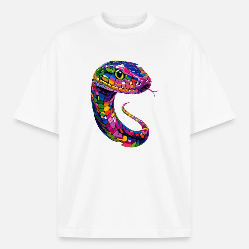 Schlange Python Kobra Klapperschlange Schlangen - Boxy Heavyweight Unisex Organic T-Shirt von Stanley/Stella - Weiß
