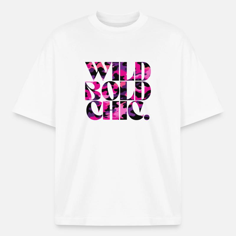 Wild Bold Chic Camo Pattern Design - Boxy Heavyweight Unisex Organic T-Shirt by Stanley/Stella - white
