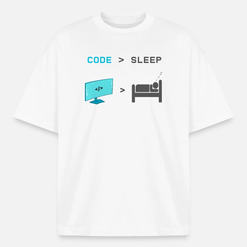 Code vs Sleep: Coder im Schlafmodus - Heavyweight Unisex Boxy T-Shirt von stanley/stella	 - Weiß