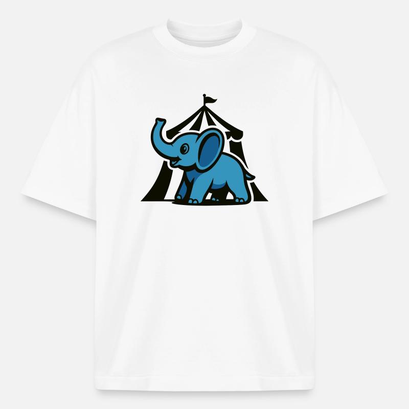 Blue Circus Elephant - Heavyweight Boxy Unisex T-Shirt by Stanley/Stella - white