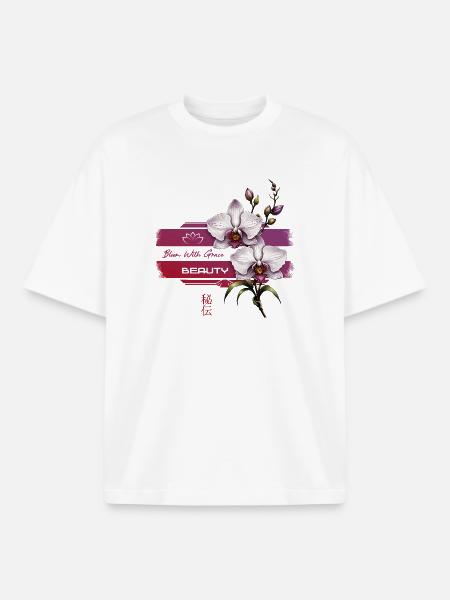 Orchideenblüte mit Anmut - Boxy Heavyweight Unisex Organic T-Shirt von Stanley/Stella - Weiß