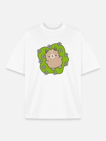 Glücklicher Bär im Blumengarten - Boxy Heavyweight Unisex Organic T-Shirt von Stanley/Stella - Weiß