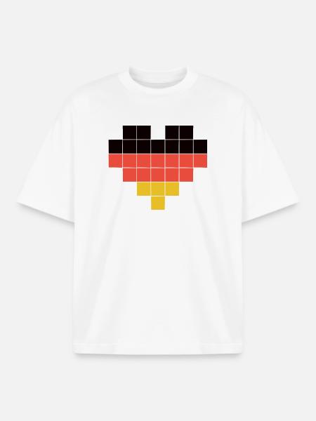 Pixel Heart Germany Flag - Boxy Heavyweight Unisex Organic T-Shirt by Stanley/Stella - white