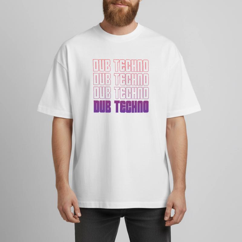 Dub Techno Neon Gradient Grid Boxy Heavyweight Unisex Organic T-Shirt by Stanley/Stella