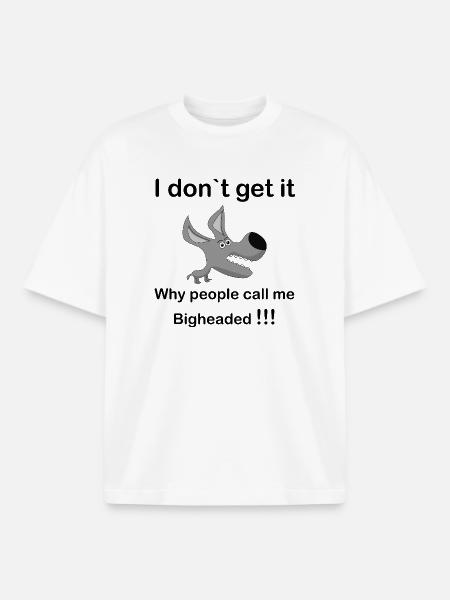 Grey Cartoon Dog Snout - Boxy Heavyweight Unisex Organic T-Shirt by Stanley/Stella - white