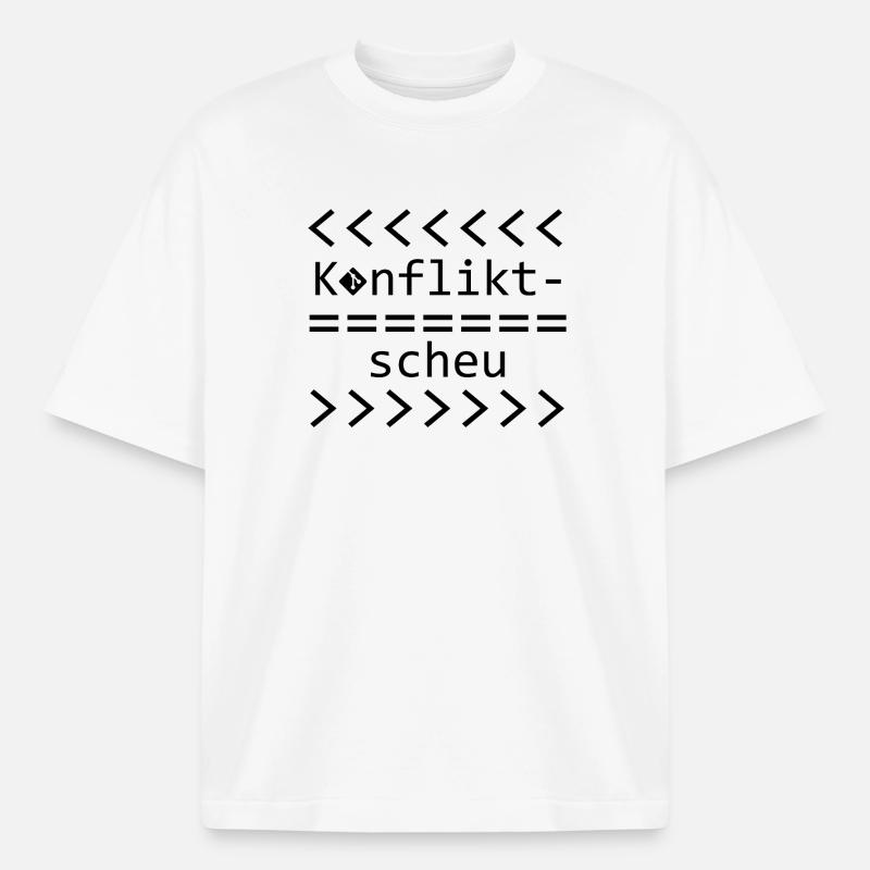 Chemise Git Nerd Aversion aux conflits - T-shirt unisexe boxy épais biologique Stanley/Stella - blanc