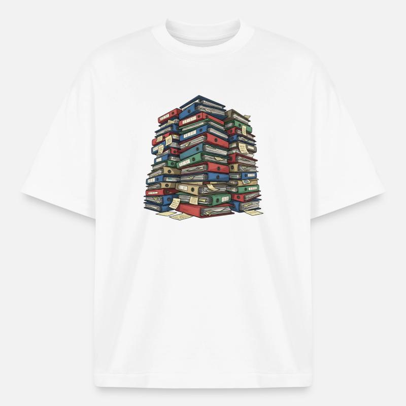 Folder Stack Office Chaos - Heavyweight Boxy Unisex T-Shirt by Stanley/Stella - white