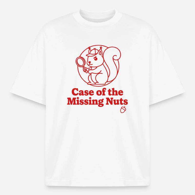 Case of the Missing Nuts Squirrel - Boxy Heavyweight Unisex Organic T-Shirt by Stanley/Stella - white