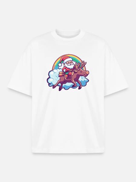 Elch Weihnachtsmann Weihnachten - Boxy Heavyweight Unisex Organic T-Shirt von Stanley/Stella - Weiß