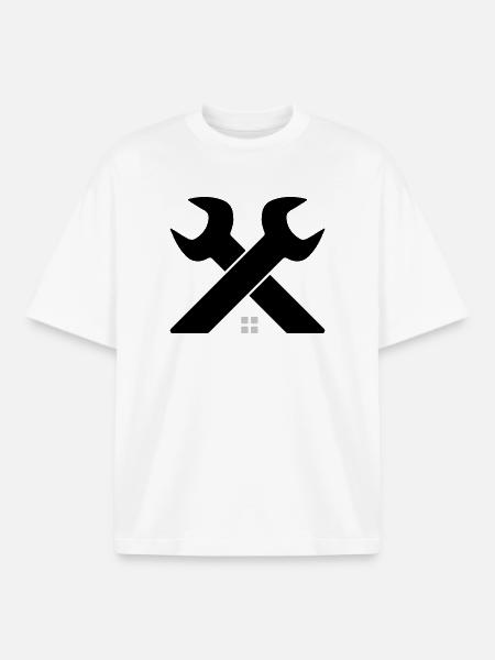 Home & Craft Logo – Wrench Crossed - Boxy Heavyweight Unisex Organic T-Shirt by Stanley/Stella - white
