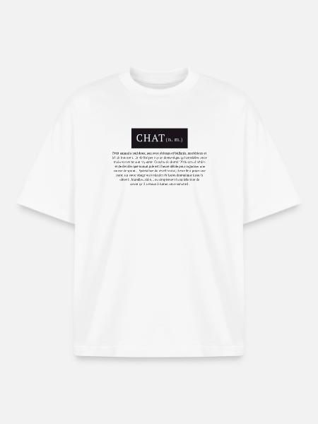 Chat n.m. définition du mot chat - T-shirt unisexe boxy épais biologique Stanley/Stella - blanc