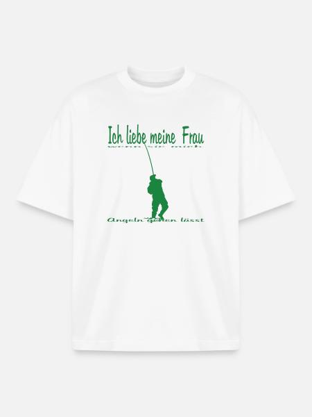 Angler mit Angel - Boxy Heavyweight Unisex Organic T-Shirt von Stanley/Stella - Weiß