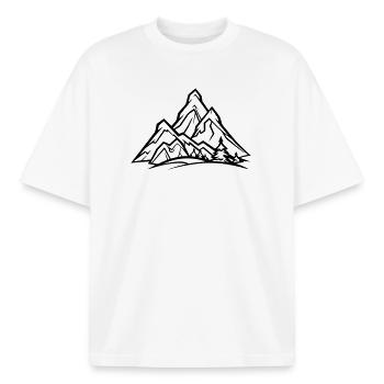 Mountains - Boxy Heavyweight Unisex Organic T-Shirt by Stanley/Stella - white - Front - AI Model Male 185 light (185cm) & AI Model Female 172 dark (172cm)