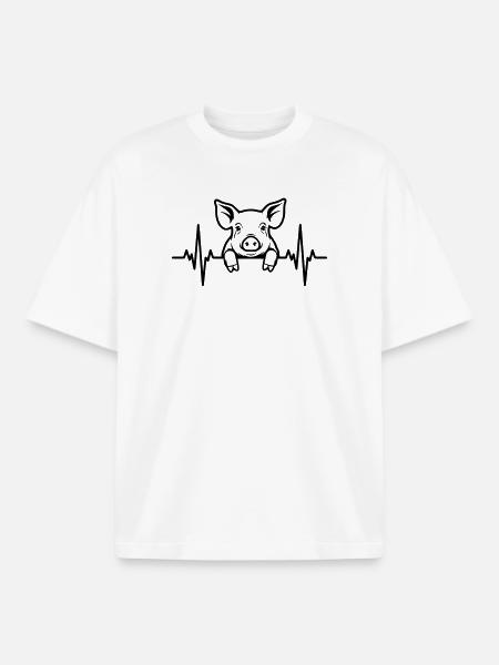 Schwein Herzschlag – Süßes Ferkel - Boxy Heavyweight Unisex Organic T-Shirt von Stanley/Stella - Weiß
