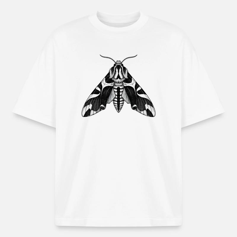 Moth Shadow Pattern Moth Black Moth - Boxy Heavyweight Unisex Organic T-Shirt by Stanley/Stella - white