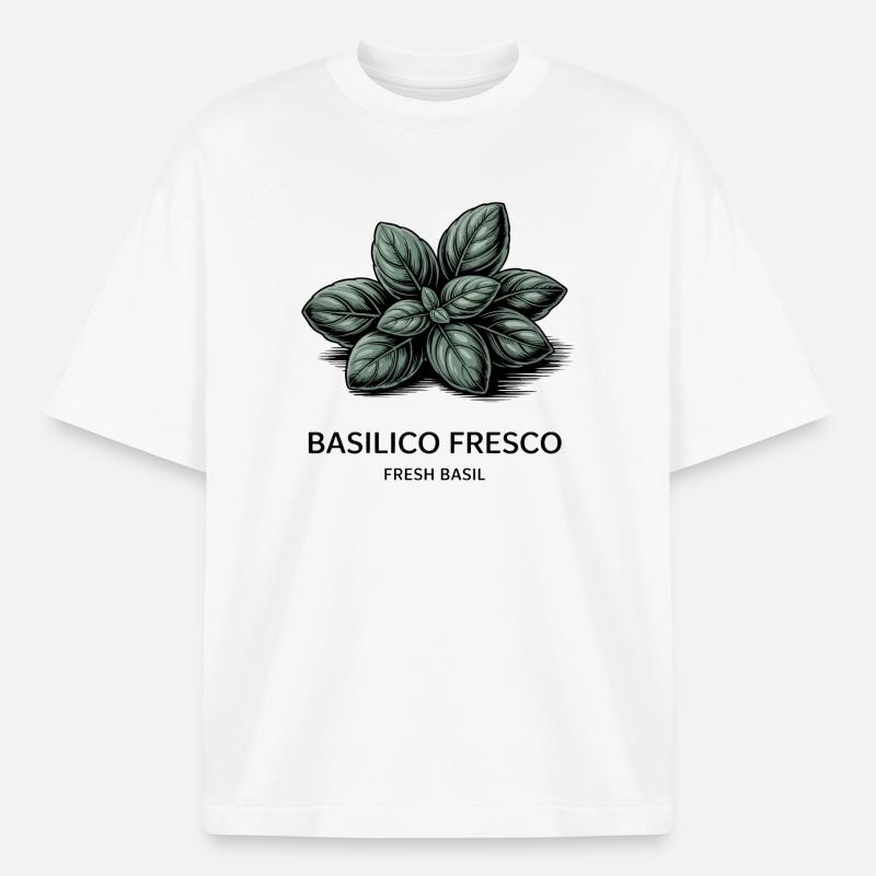 Fresque basilicale – basilic - T-shirt unisexe épais coupe boxy Stanley/Stella - blanc
