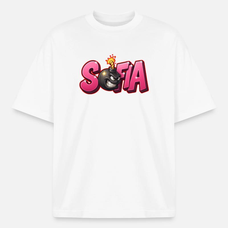Sofia Graffiti Name Bomb Graffité 3D - Boxy Heavyweight Unisex Organic T-Shirt by Stanley/Stella - white