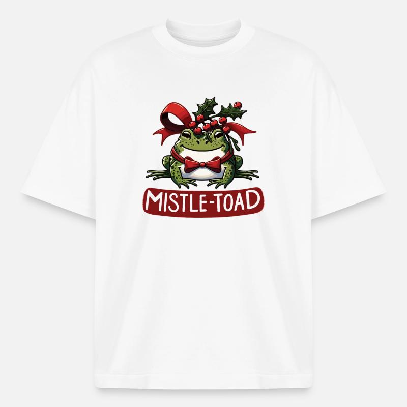 Mistle-Toad Funny Christmas Toad Pun - Heavyweight Boxy Unisex T-Shirt by Stanley/Stella - white