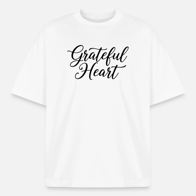 Grateful Heart Script - T-shirt unisexe épais coupe boxy Stanley/Stella - blanc