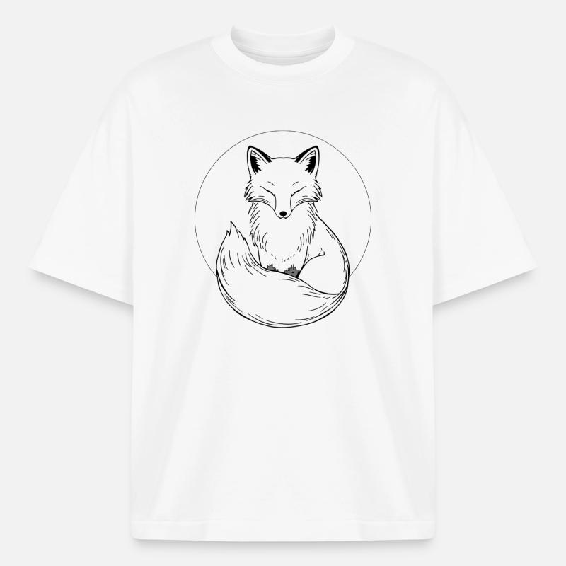 Fox in a Linear Circle - Heavyweight Boxy Unisex T-Shirt by Stanley/Stella - white