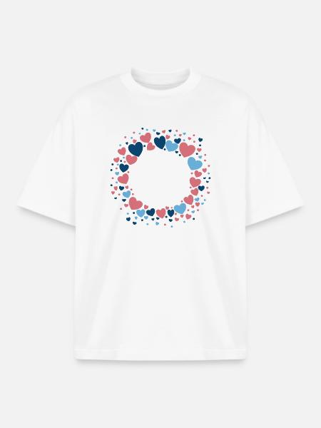 Herz Kranz Blau Rosa Blumenkranz - Boxy Heavyweight Unisex Organic T-Shirt von Stanley/Stella - Weiß