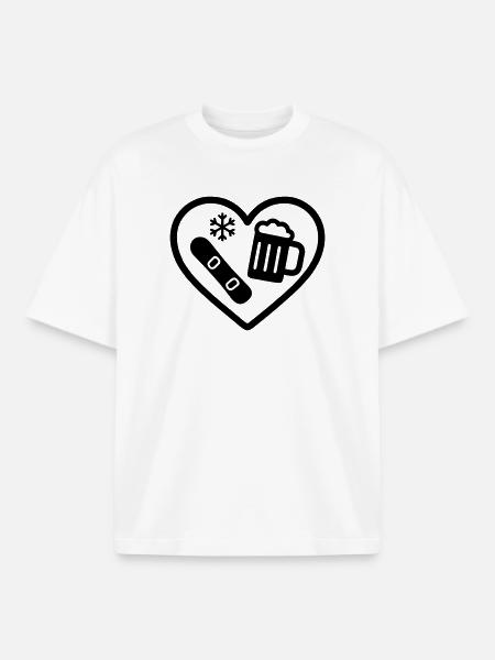 Heart Snowboard Beer - Boxy Heavyweight Unisex Organic T-Shirt by Stanley/Stella - white