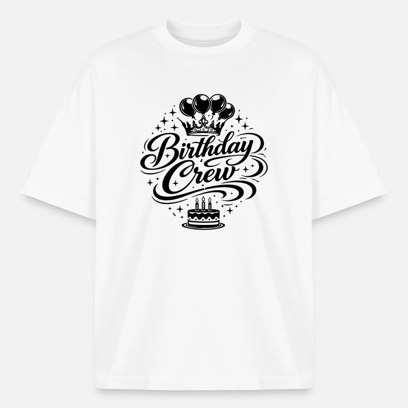 Birthday Crew Celebration - Heavyweight Boxy Unisex T-Shirt by Stanley/Stella - white