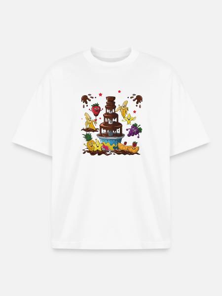 Chocolate Fountain Fruit Friends Design - Boxy Heavyweight Unisex Organic T-Shirt by Stanley/Stella - white