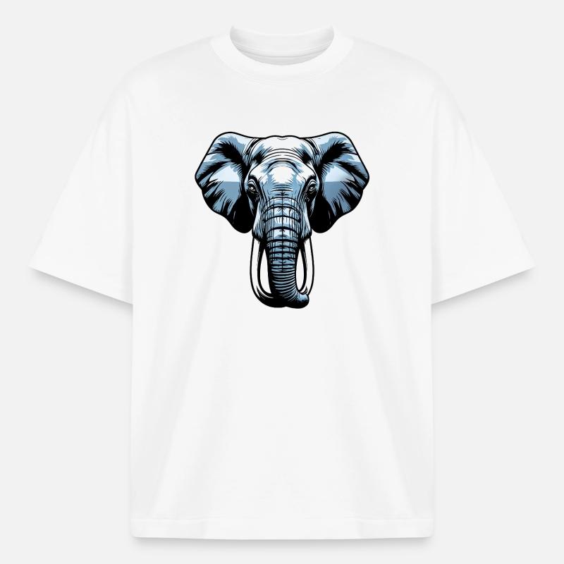 Blue Elephant Head Vector - Heavyweight Boxy Unisex T-Shirt by Stanley/Stella - white